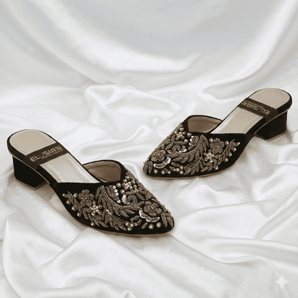 ML-S14-embroidered V Mule