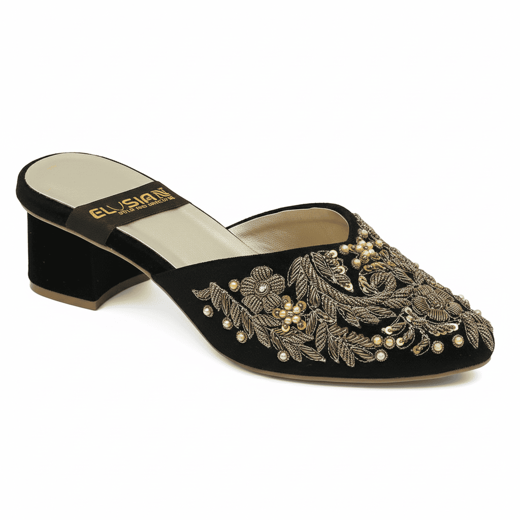 ML-S14-embroidered V Mule
