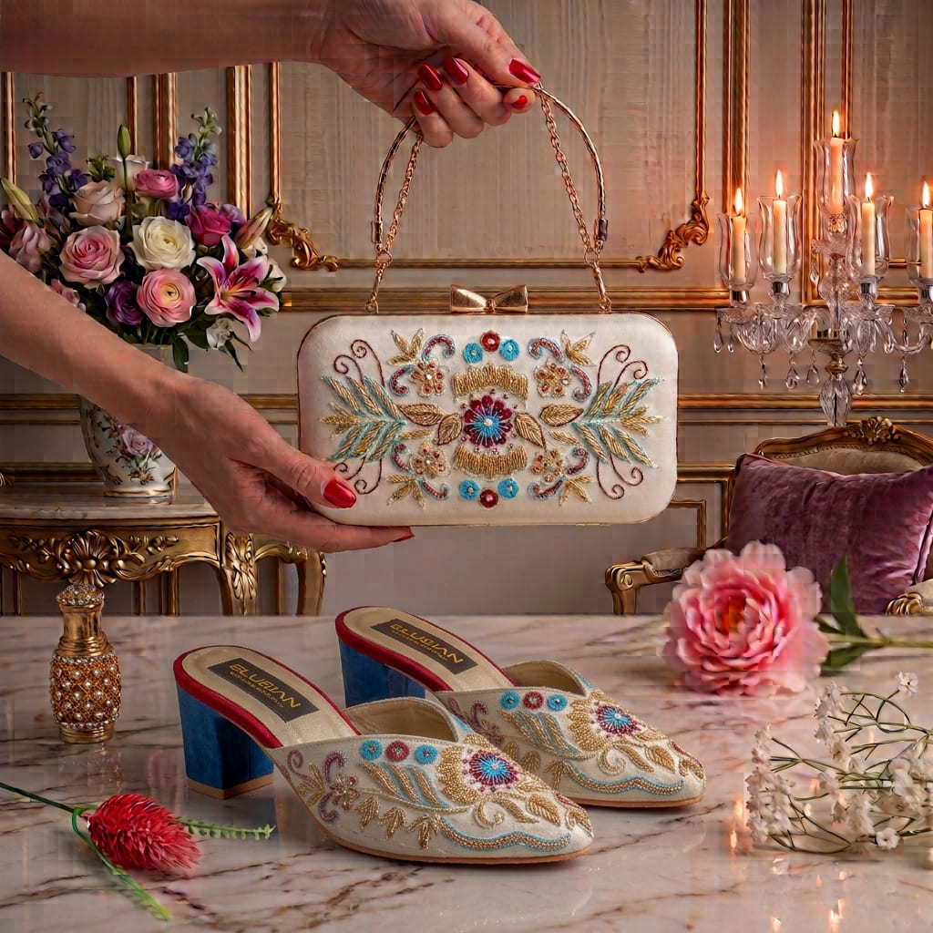 MLC1 - O.White ( Clutch Both Side Embroidery )