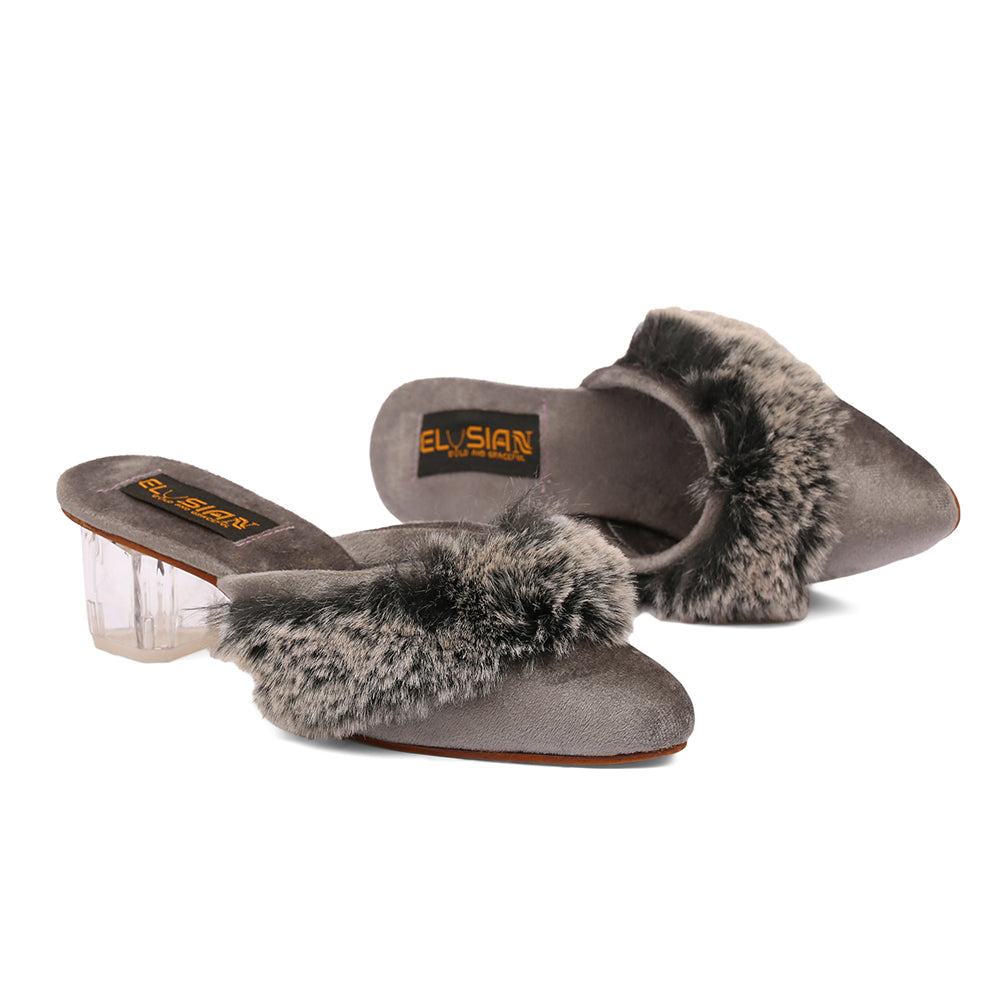 ML-IN6-Fur Mule-Gray (Heel)