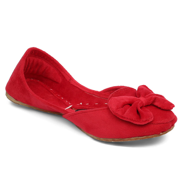 Bow Khussa-Velvet(Red)