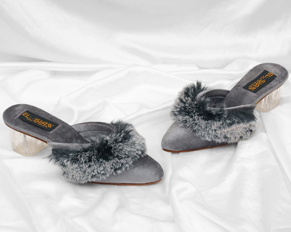ML-IN6-Fur Mule-Gray (Heel)