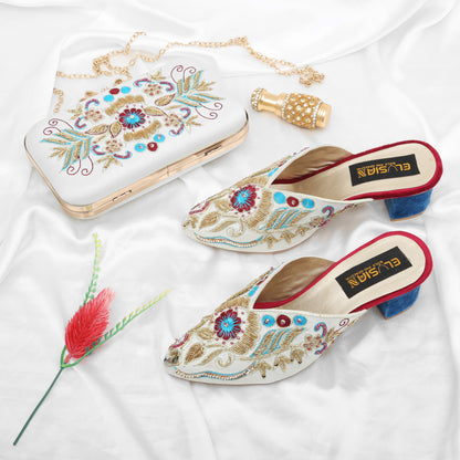 MLC1 - O.White ( Clutch Both Side Embroidery )