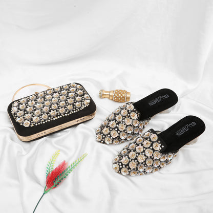 MLC11 - Black ( Clutch Both Side Embroidery )