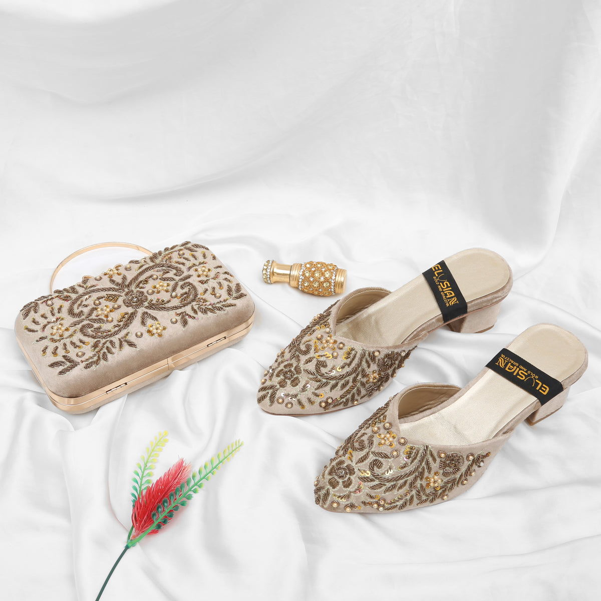 MLC12 - Fawn ( Clutch Both Side Embroidery )