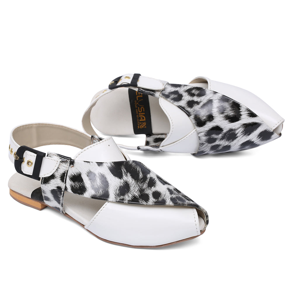 Women Peshawari-I6-Tiger Print White