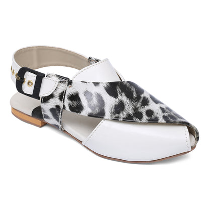 Women Peshawari-I6-Tiger Print White