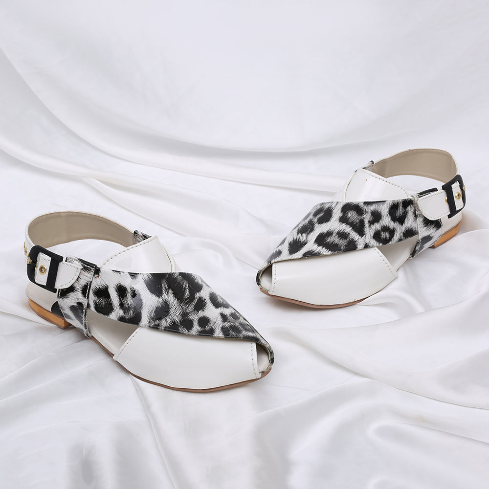 Women Peshawari-I6-Tiger Print White
