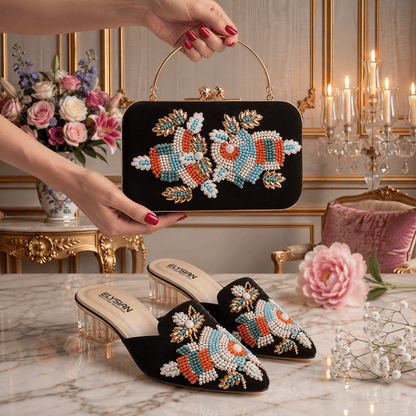 MLC13 - Black ( Clutch Both Side Embroidery )