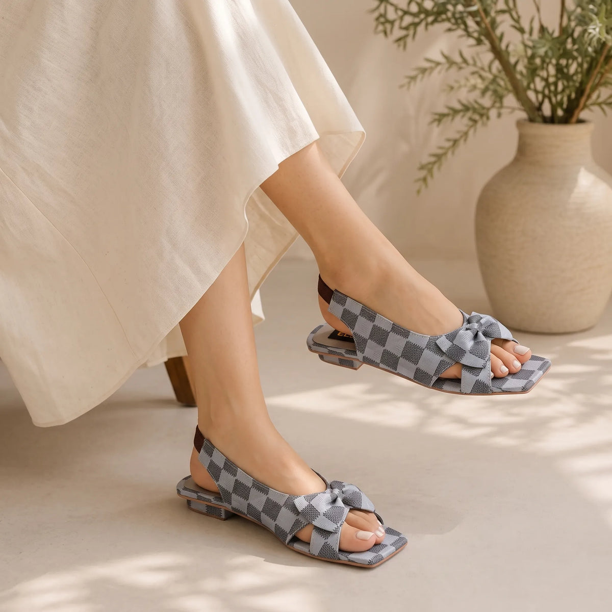 BS5-Bow Printed Sandal