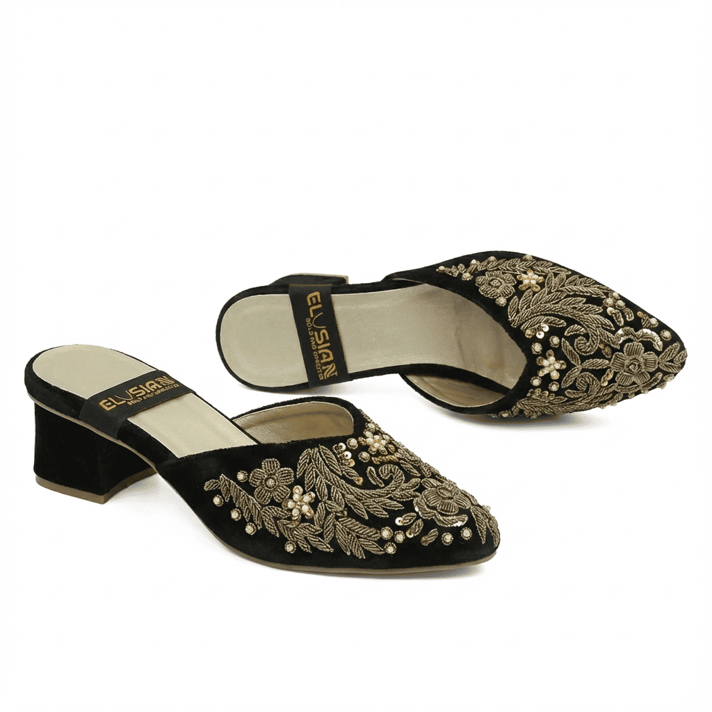 ML-S14-embroidered V Mule