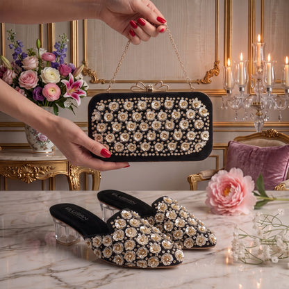 MLC11 - Black ( Clutch Both Side Embroidery )